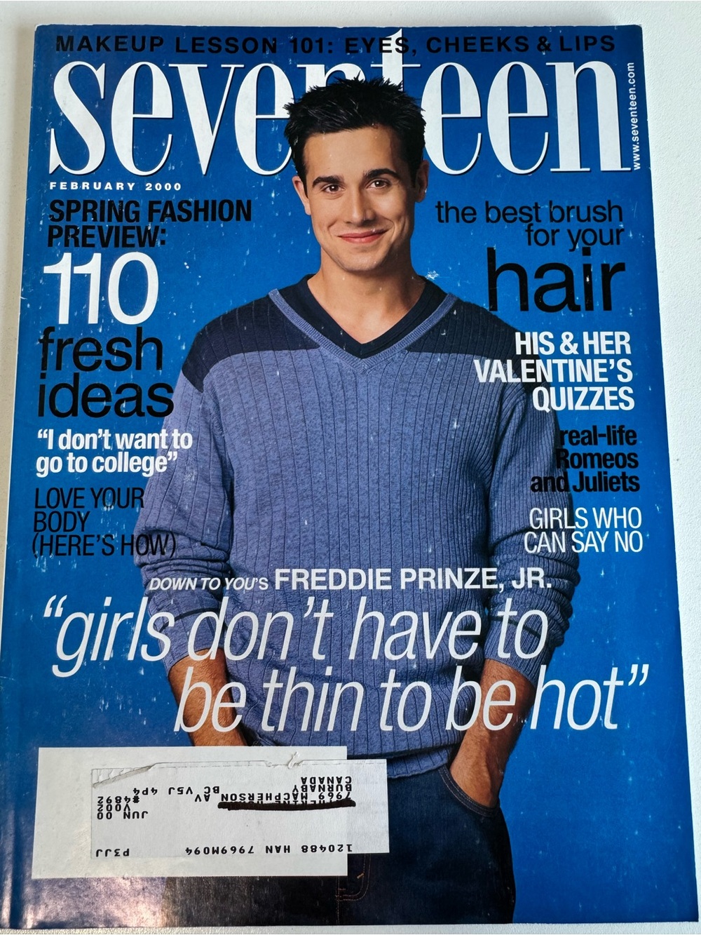 Seventeen 17 Teen Magazine February 2000 Freddie Prinze Jr